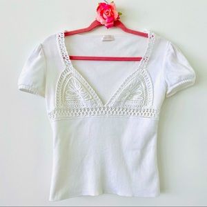 💕Valentino White Crochet Top SZ S